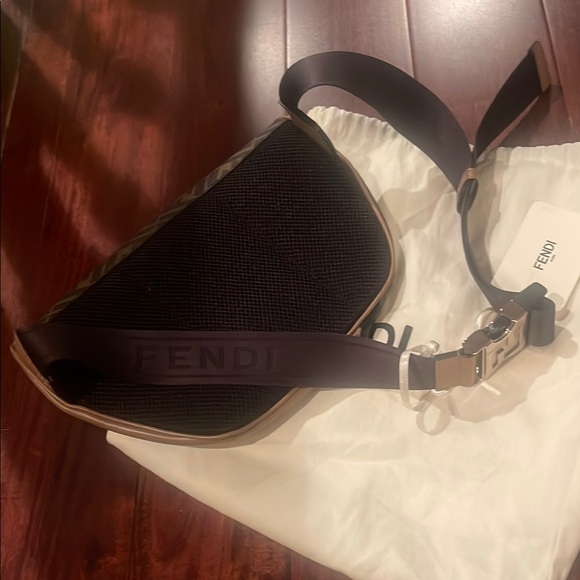 Fendi Brown and Black Belt Bag with Geometric Pattern - Picture 4 of 4